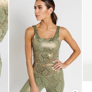 IVL Collective Workout Top Green Snakeskin
